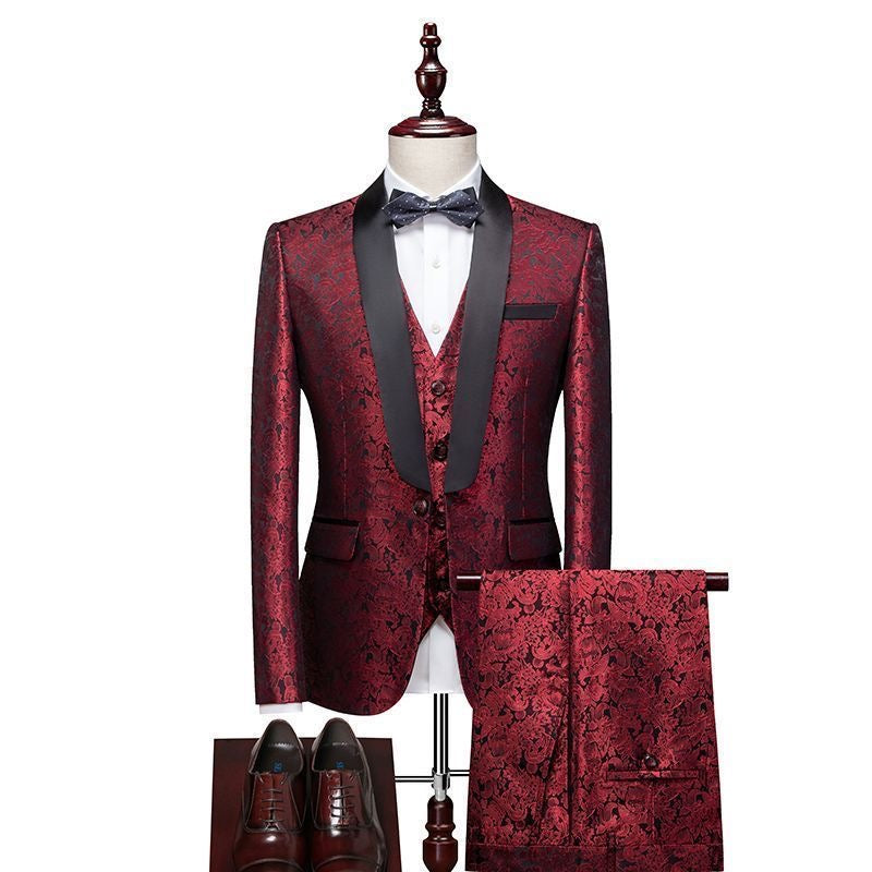 Plus-size men's printed suit set