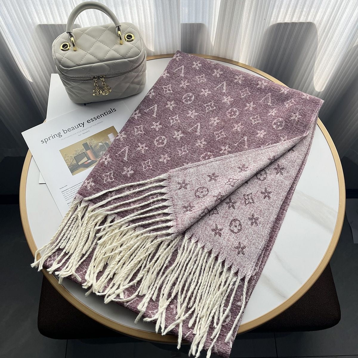 Double-sided faux cashmere scarf
