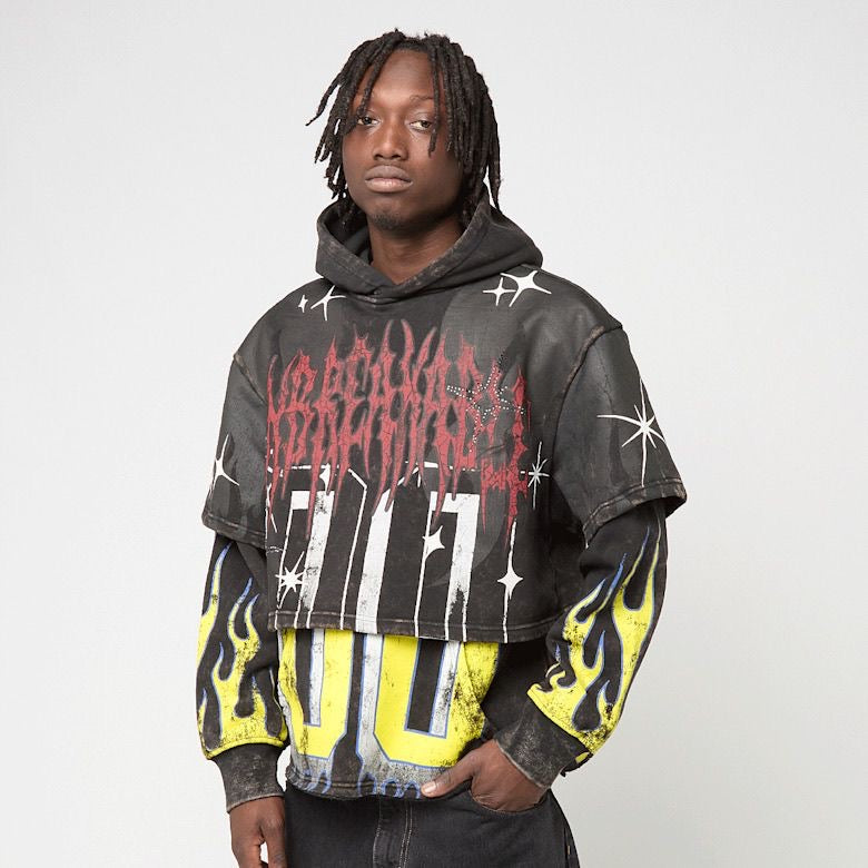 Trendy Retro Print Oversized Hoodie