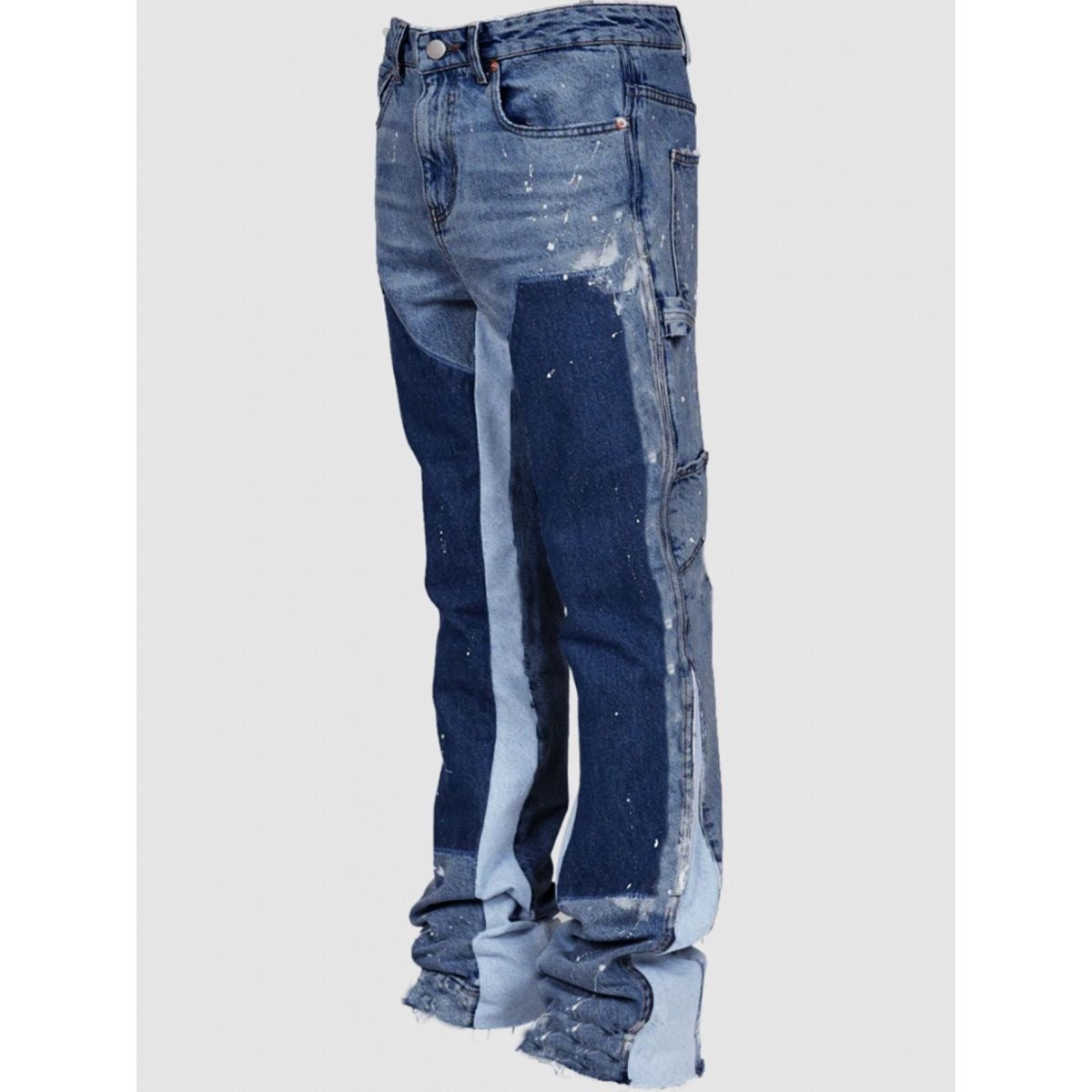 American-style High Street Distressed Denim Cargo Pants for Men