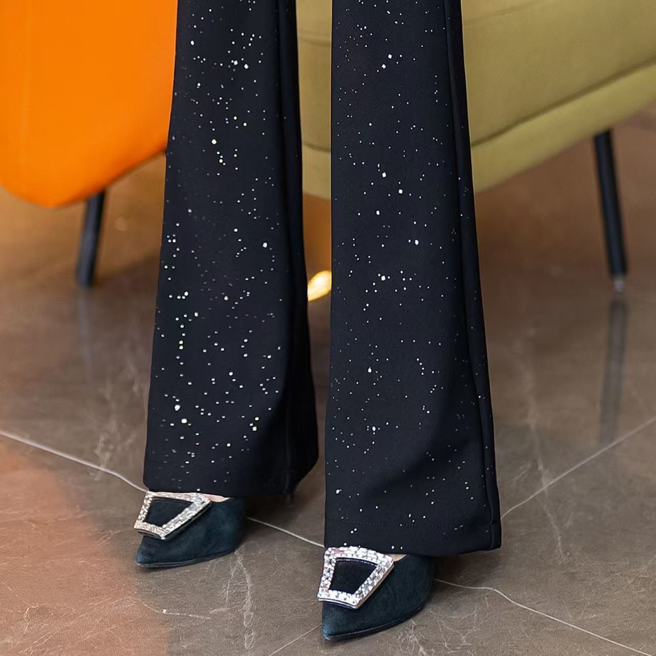 Women's Starry Sky Glitter Flared Pants