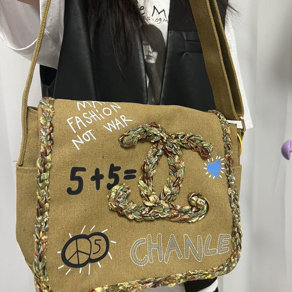 Anti-war CC handmade woven crossbody bag