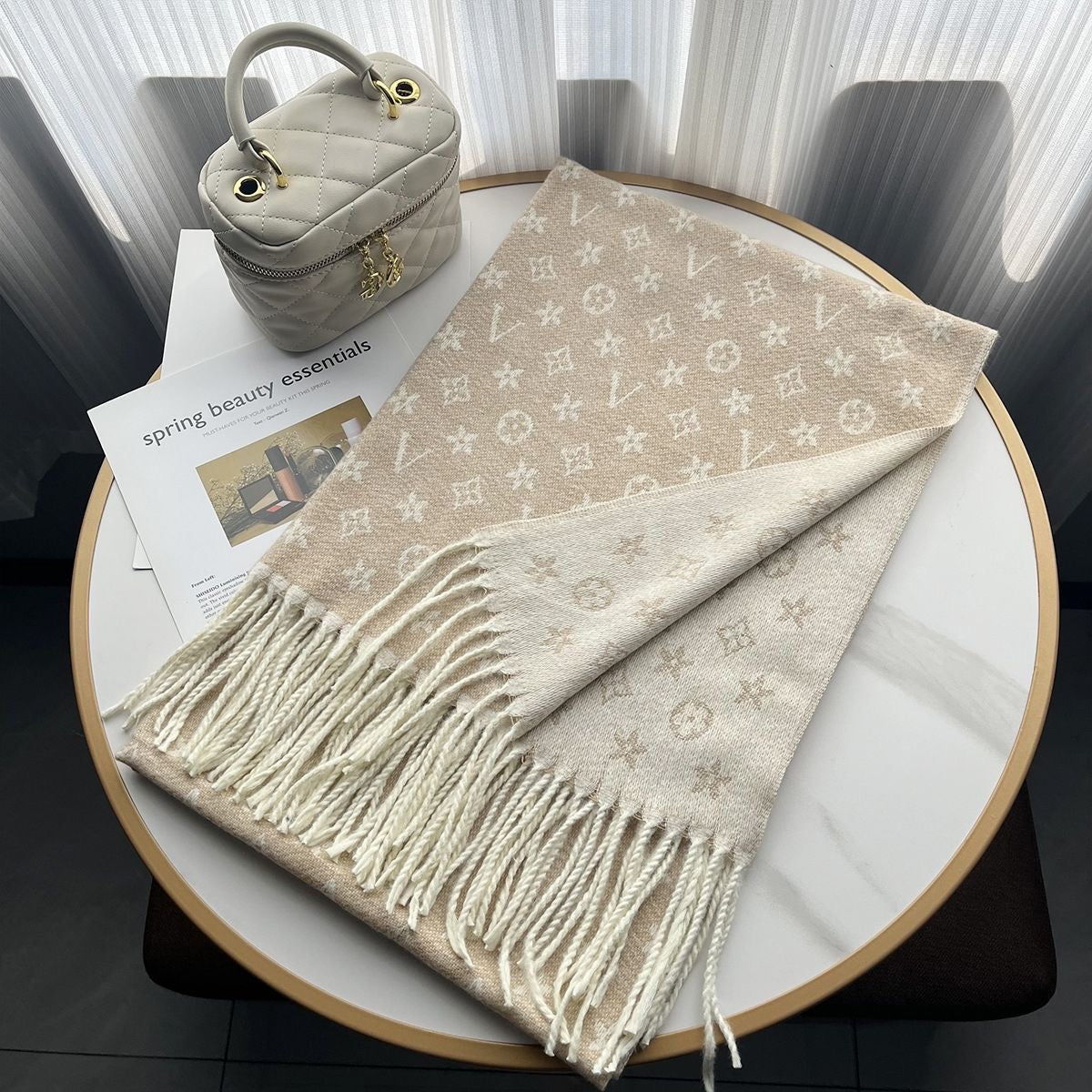 Double-sided faux cashmere scarf