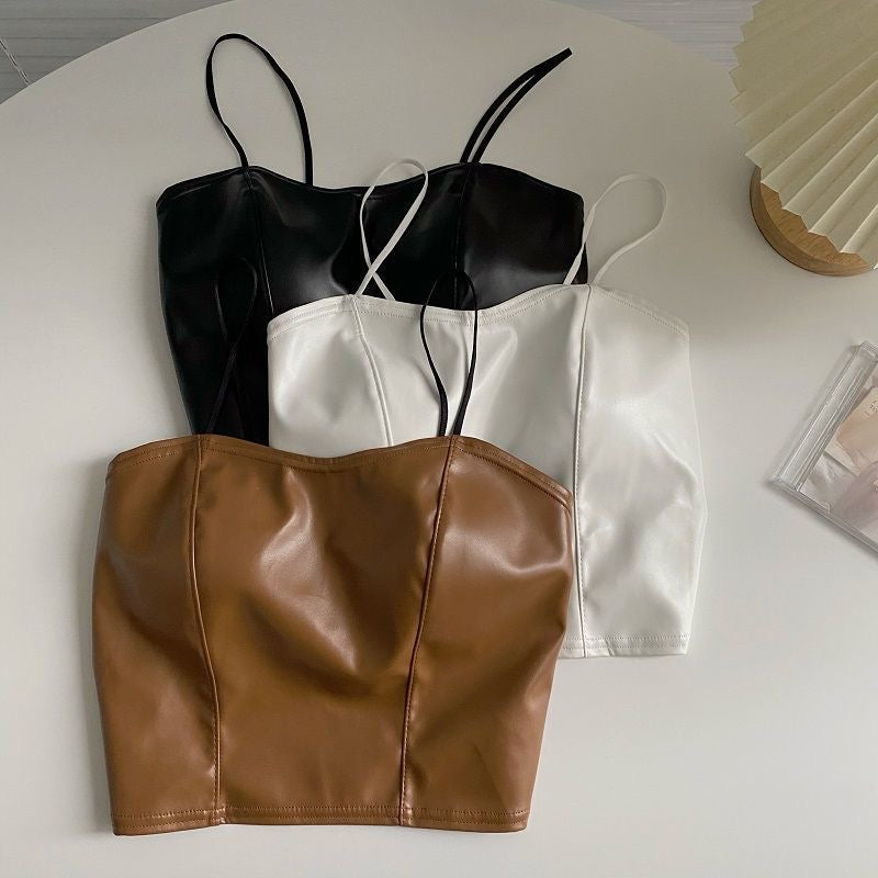 PU leather tank top