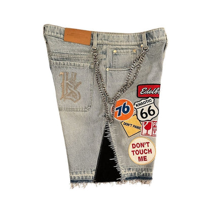Trend Embroidered Patch Shorts Jeans