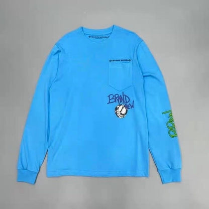 CH Blue English Graffiti fashion print T-shirt