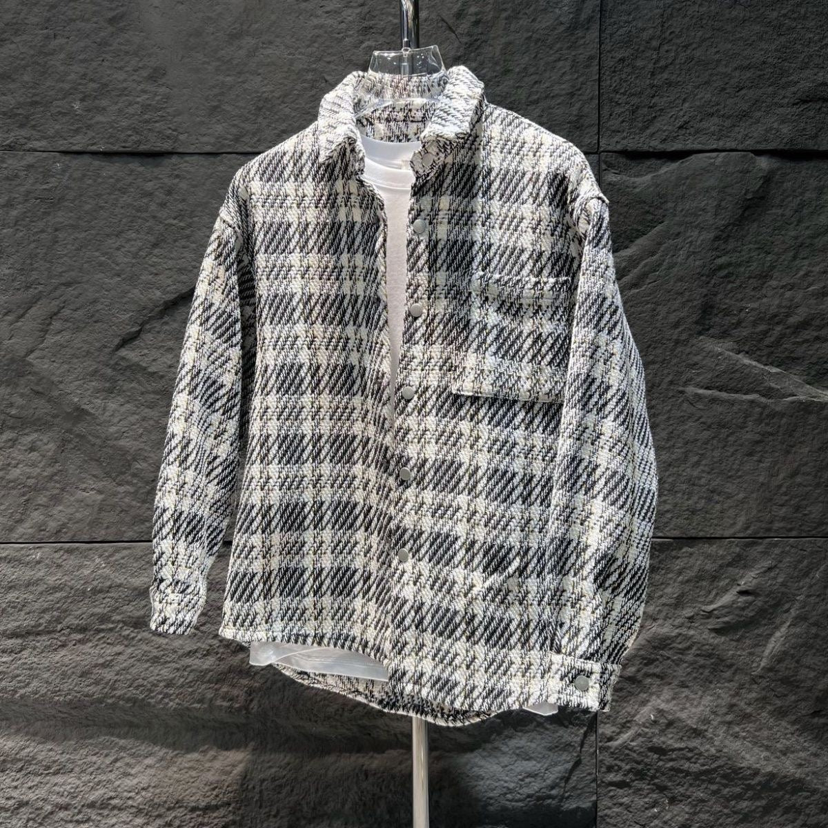 Men's Retro Swallowtail Chanel-Style Woven Shirt
