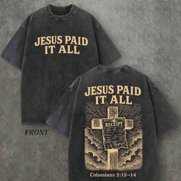 Vintage distressed cross-themed T-shirt