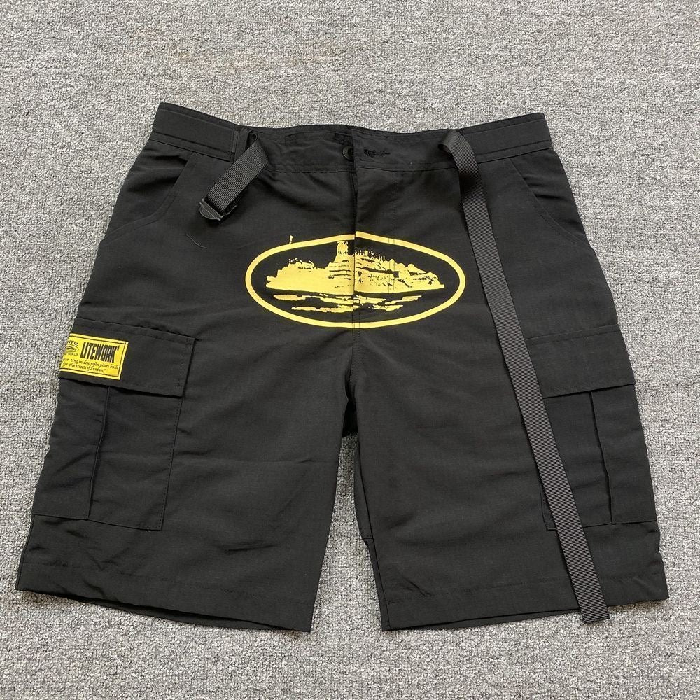 Corteiz Demon Island cruise-printed American streetwear shorts