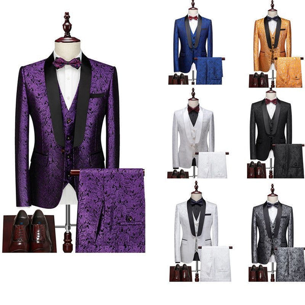 Plus-size men's printed suit set