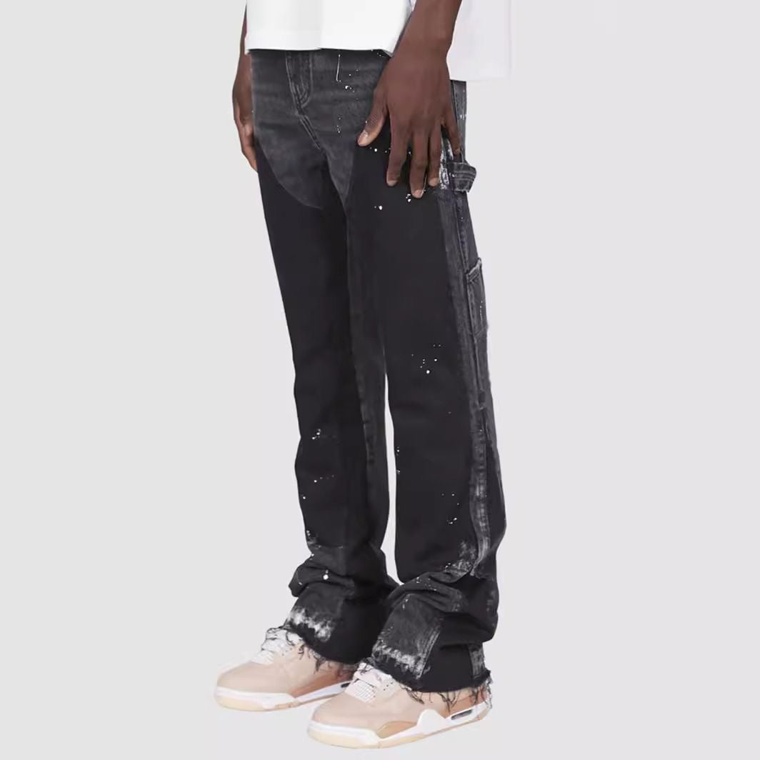 American-style High Street Distressed Denim Cargo Pants for Men