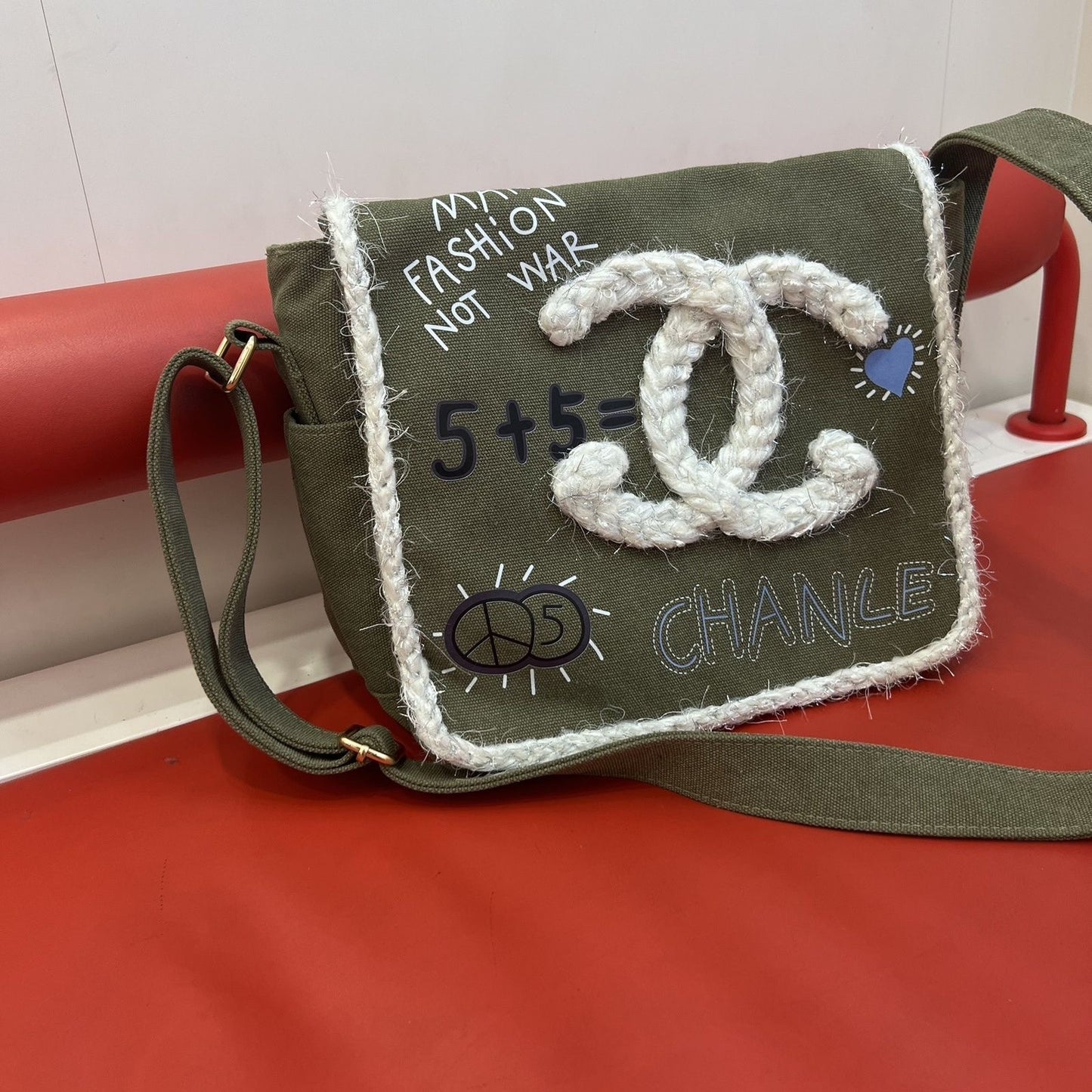 Anti-war CC handmade woven crossbody bag