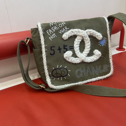 Anti-war CC handmade woven crossbody bag