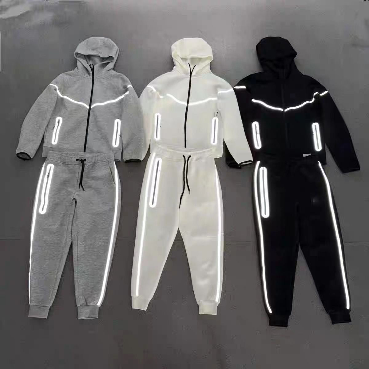 cross-border trade reflective strip hooded suit