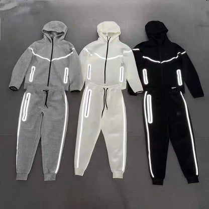 cross-border trade reflective strip hooded suit