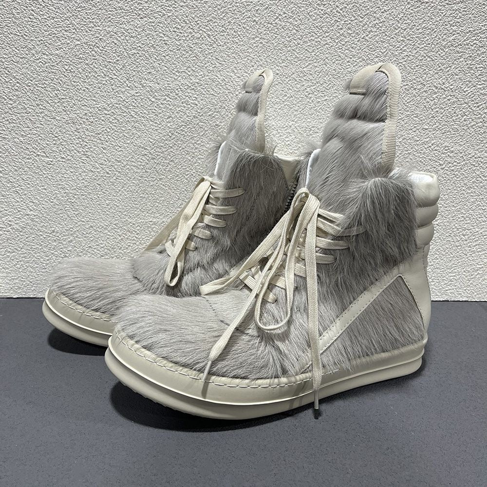 RO High-Top Inverted Triangle Thick Sole and horsehair Sneaker