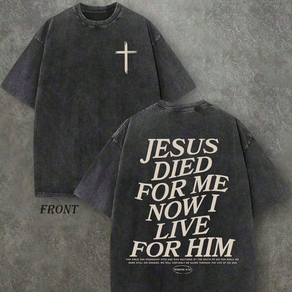 Vintage distressed cross-themed T-shirt