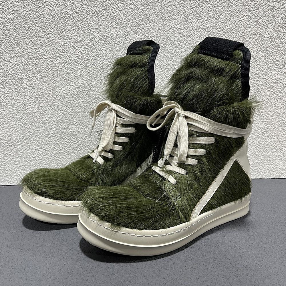 RO High-Top Inverted Triangle Thick Sole and horsehair Sneaker