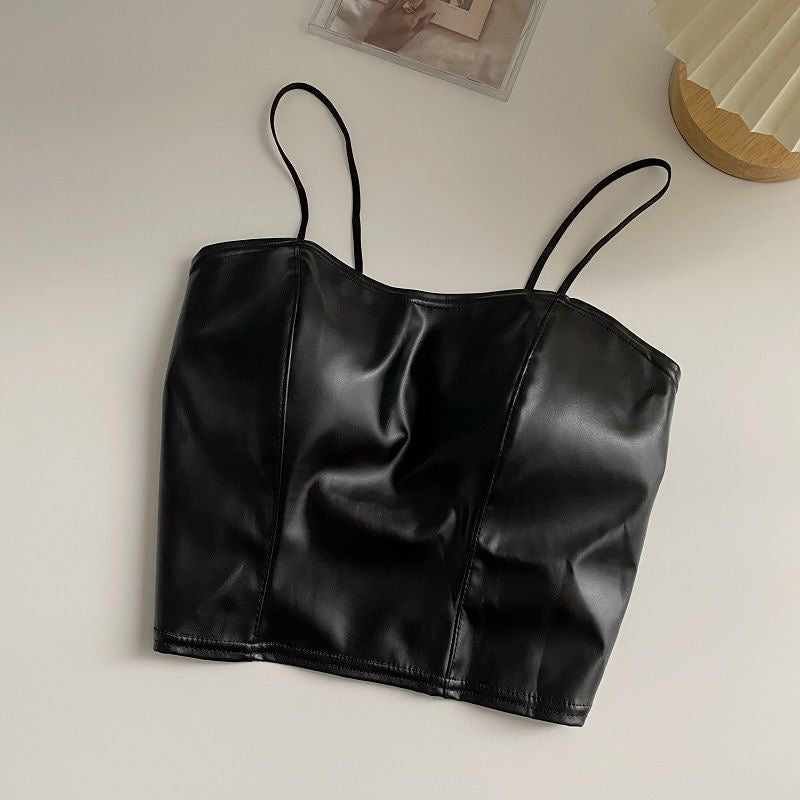 PU leather tank top