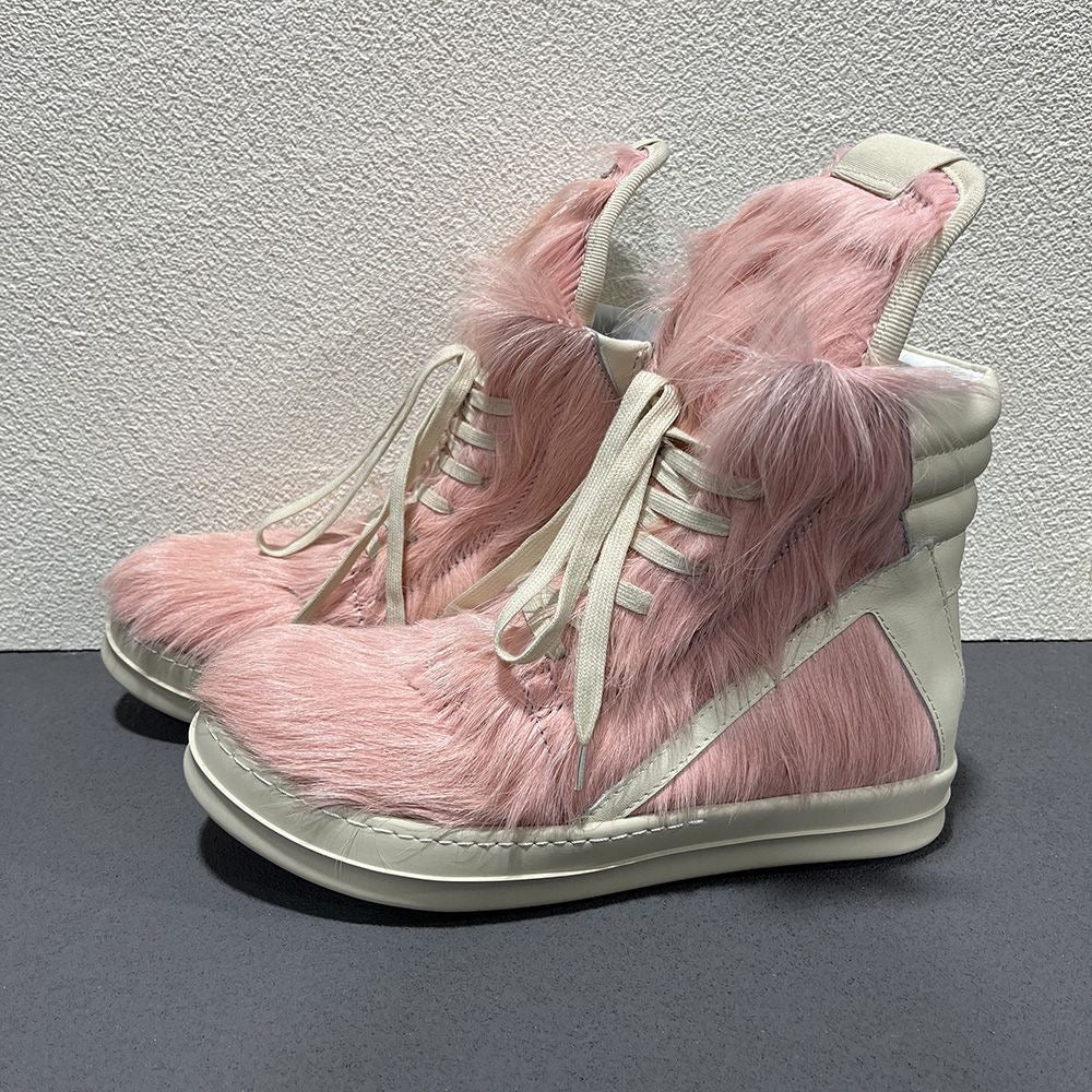 RO High-Top Inverted Triangle Thick Sole and horsehair Sneaker