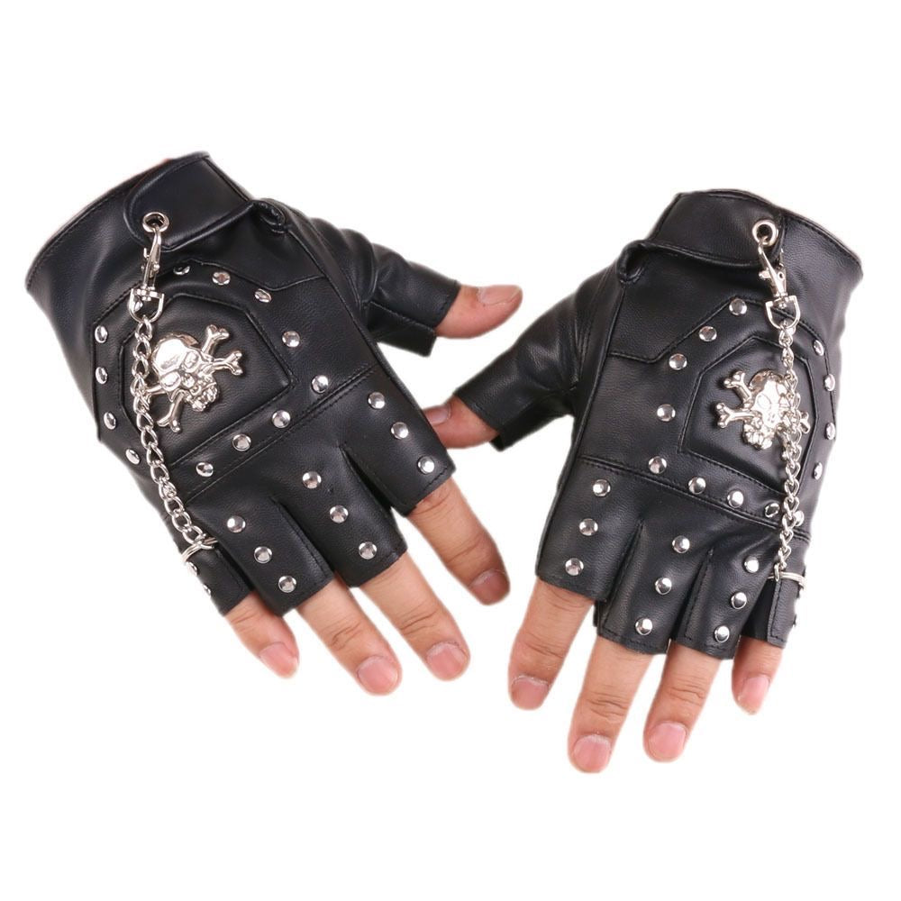 Half-finger leather gloves
