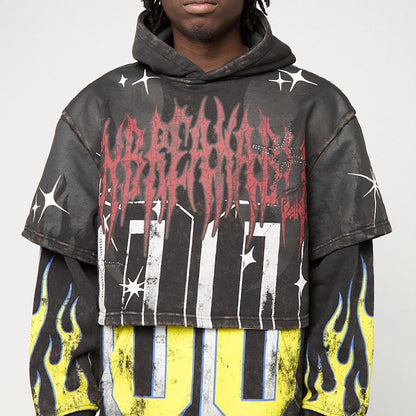 Trendy Retro Print Oversized Hoodie