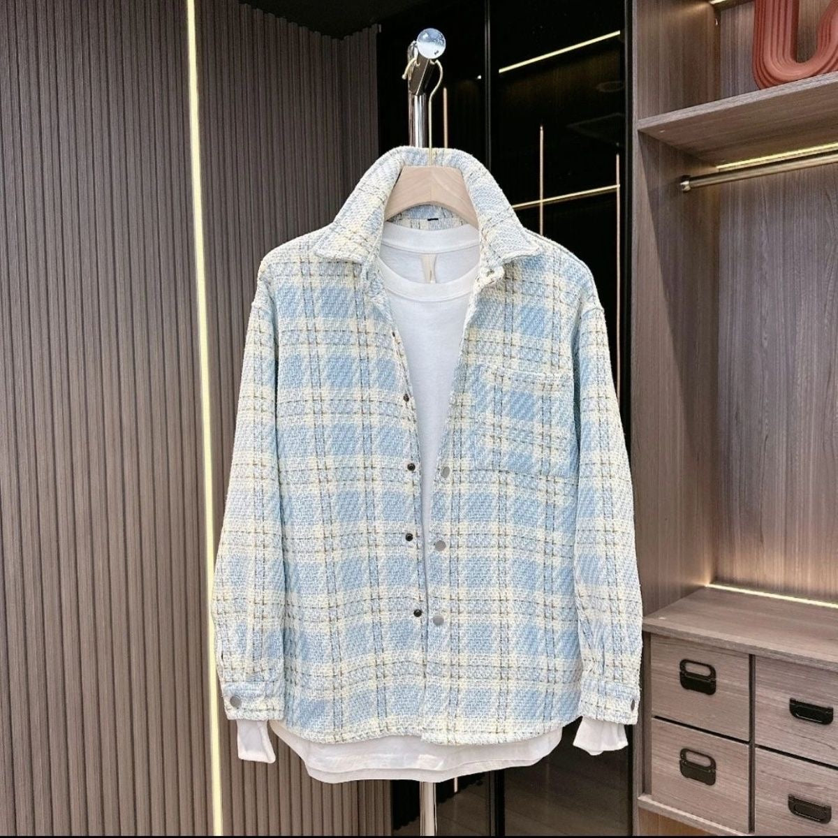 Men's Retro Swallowtail Chanel-Style Woven Shirt
