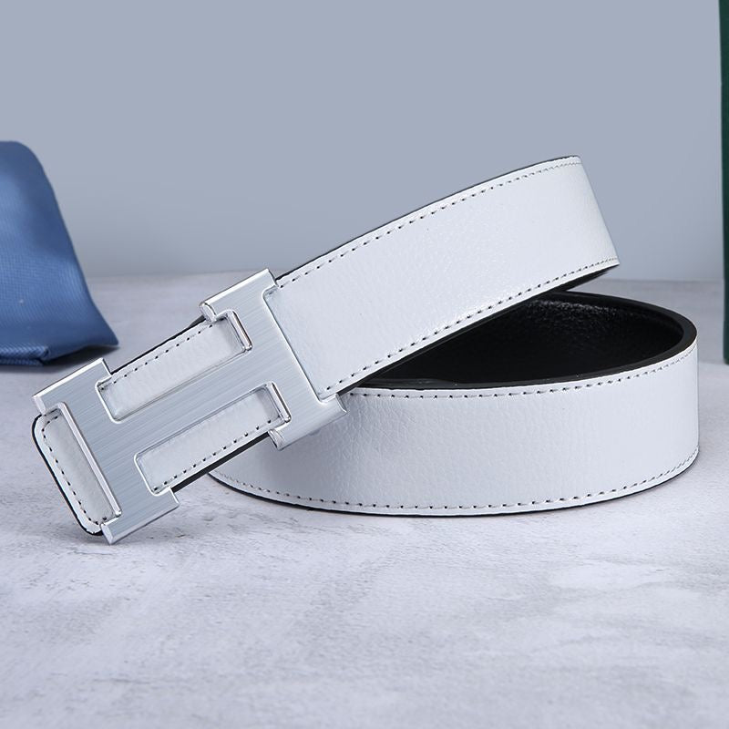 H-buckle leather belt