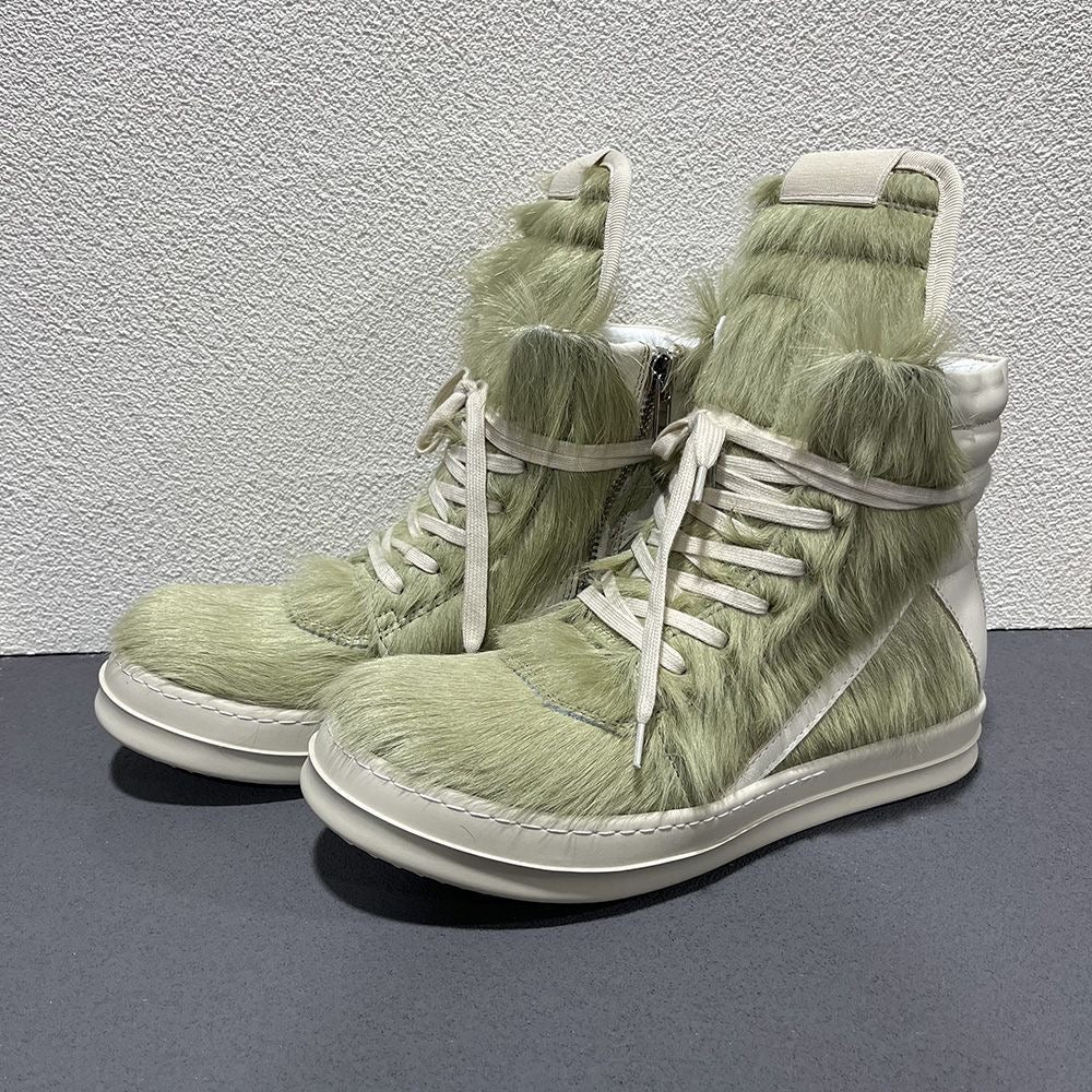 RO High-Top Inverted Triangle Thick Sole and horsehair Sneaker