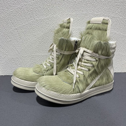RO High-Top Inverted Triangle Thick Sole and horsehair Sneaker