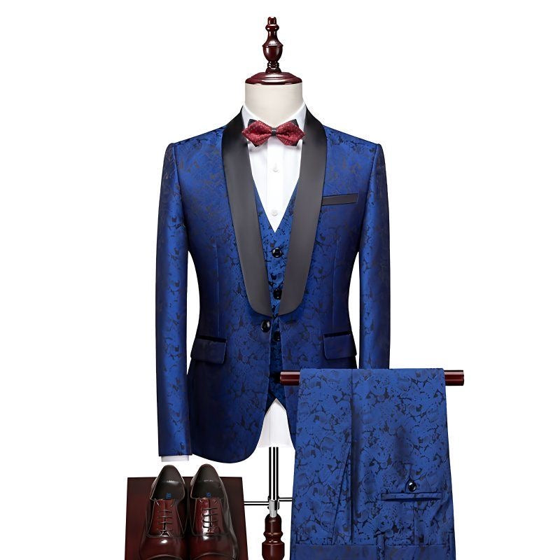 Plus-size men's printed suit set