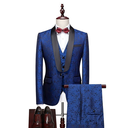 Plus-size men's printed suit set