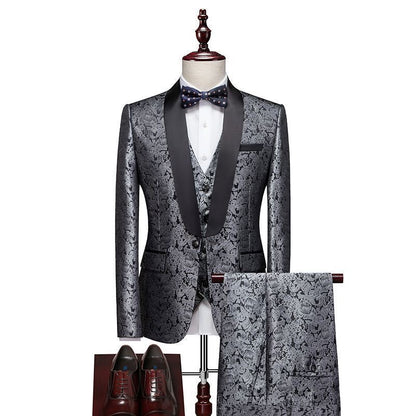 Plus-size men's printed suit set