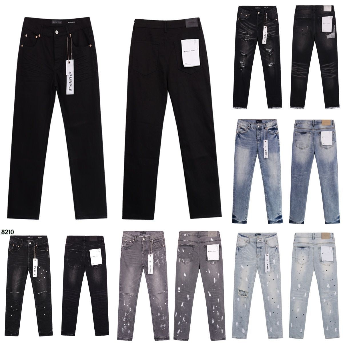 Purple Brand low-rise slim-fit washed denim jeans