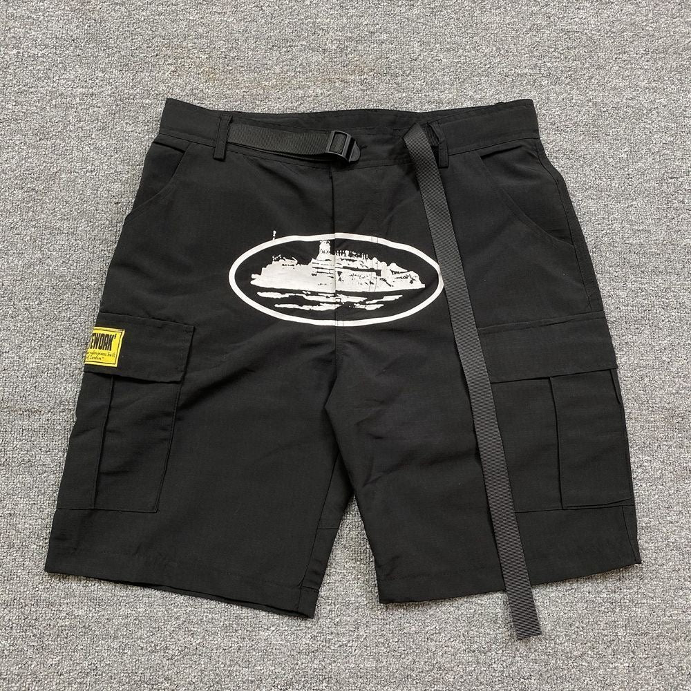 Corteiz Demon Island cruise-printed American streetwear shorts