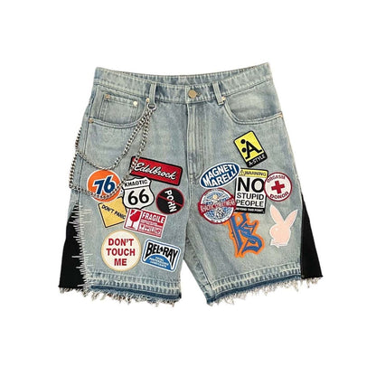Trend Embroidered Patch Shorts Jeans
