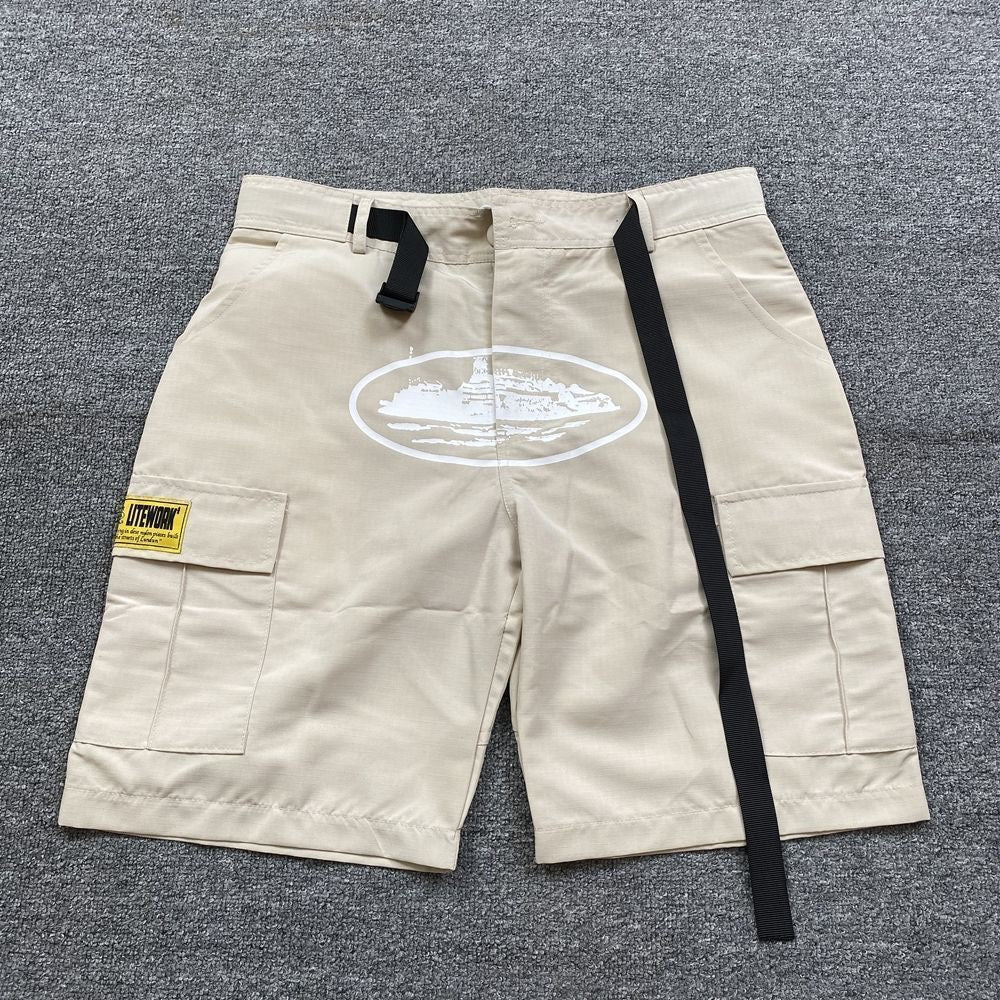 Corteiz Demon Island cruise-printed American streetwear shorts