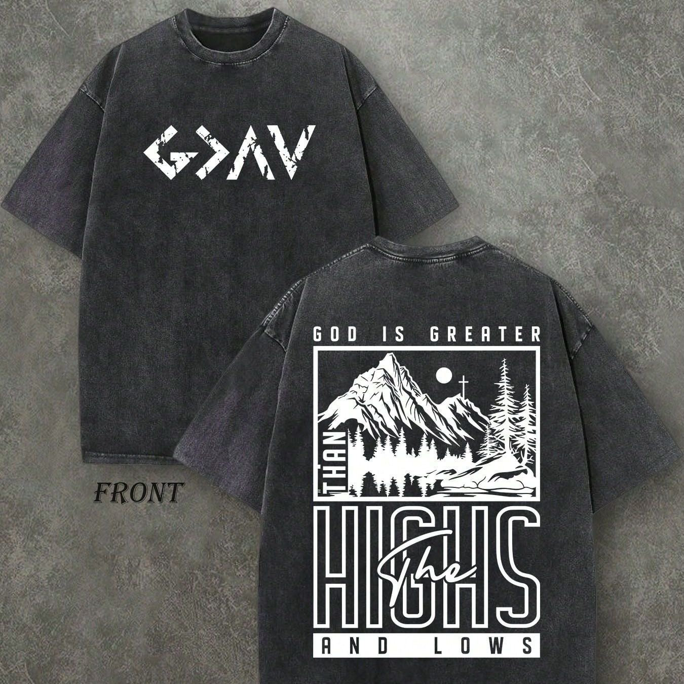 Vintage distressed cross-themed T-shirt