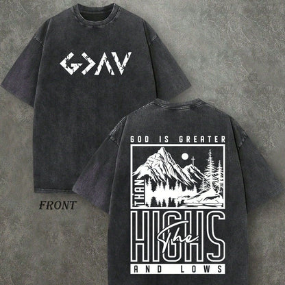Vintage distressed cross-themed T-shirt