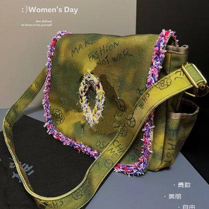 Anti-war CC handmade woven crossbody bag