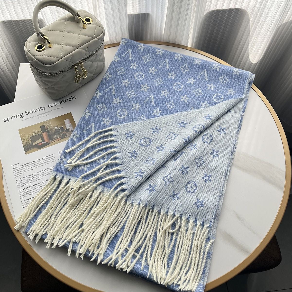 Double-sided faux cashmere scarf
