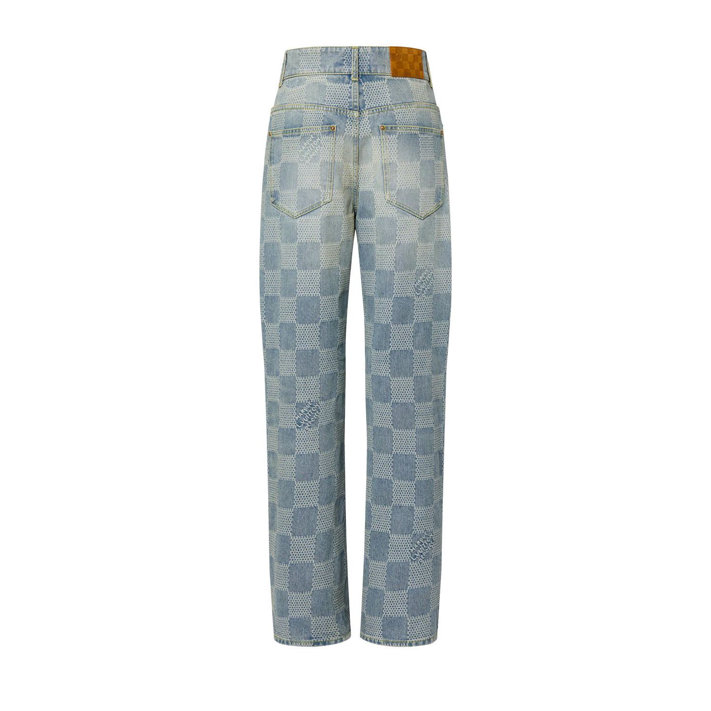 LV-American high-street retro checkered flared jeans,