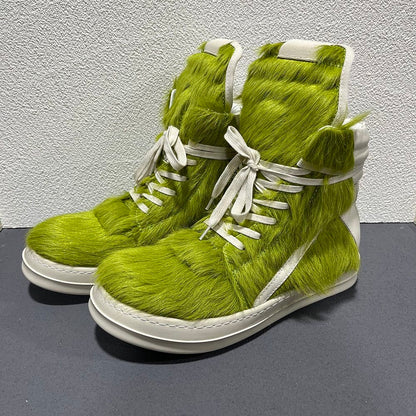 RO High-Top Inverted Triangle Thick Sole and horsehair Sneaker