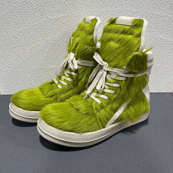 RO High-Top Inverted Triangle Thick Sole and horsehair Sneaker