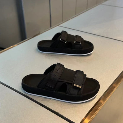 MG Black beach slippers