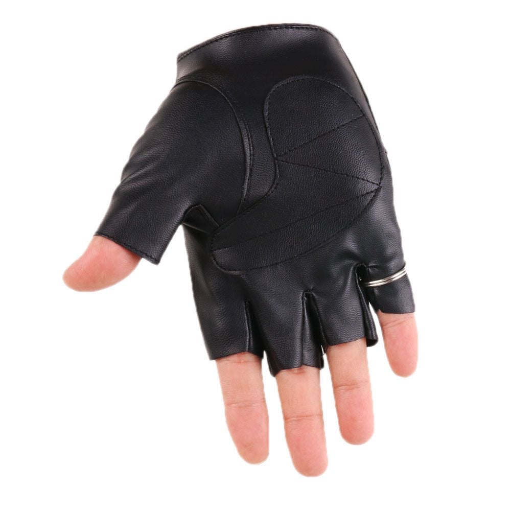 Half-finger leather gloves