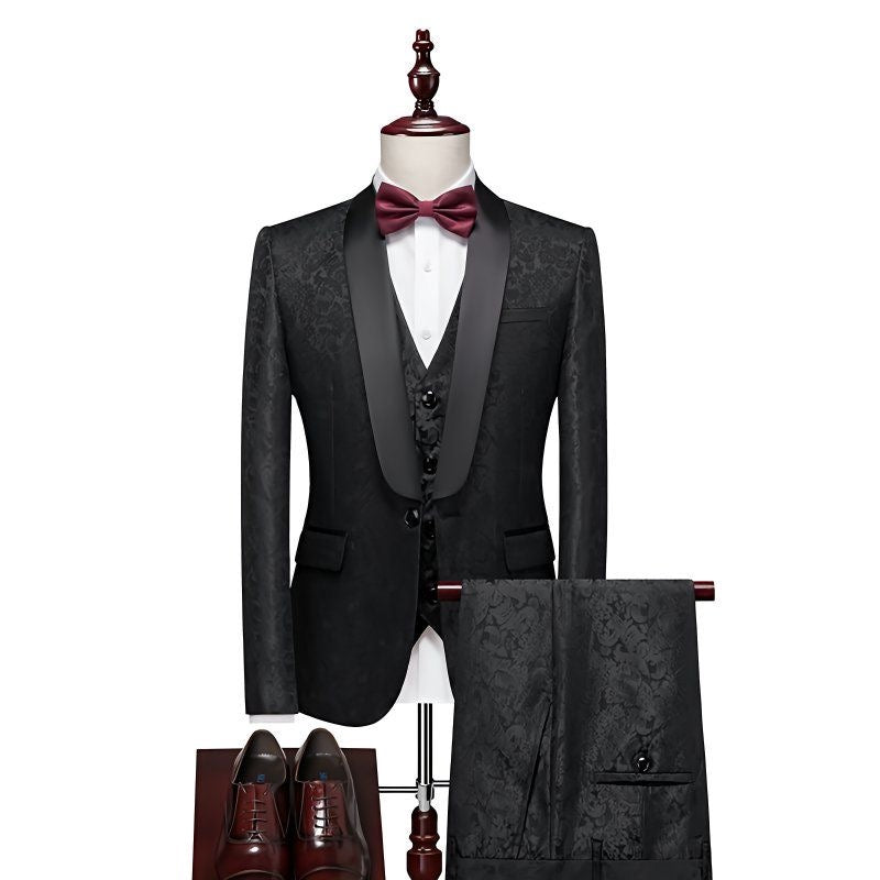 Plus-size men's printed suit set
