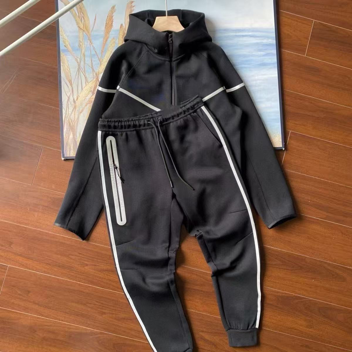 cross-border trade reflective strip hooded suit