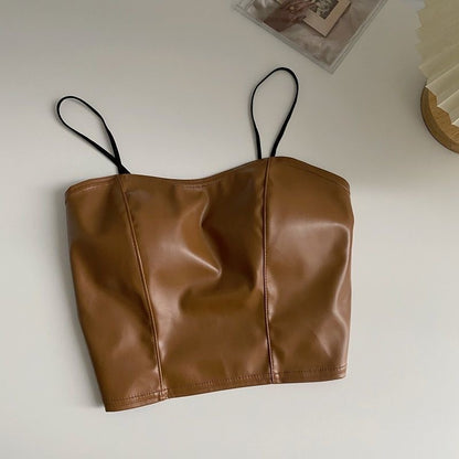 PU leather tank top