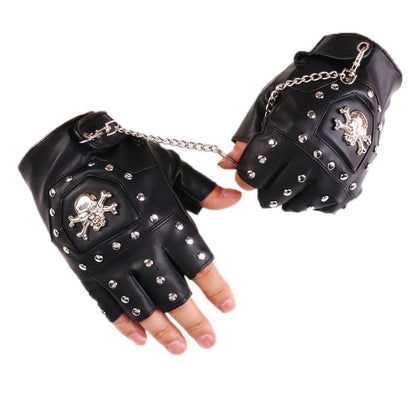 Half-finger leather gloves